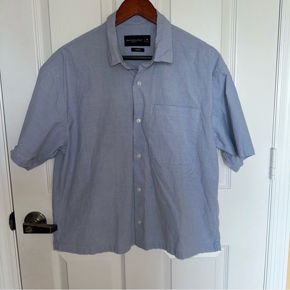 Abercrombie & Fitch Other - Abercrombie & Fitch Cropped Button Up Shirt Men’s Medium Blue Stretch